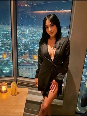 Black Deep V Satin Mini Dress
